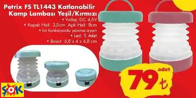 PETRİX FS TL1443 KATLANABİLİR KAMP LAMBASI YEŞİL/KIRMIZI